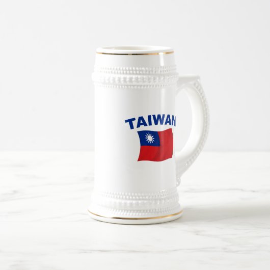 Taiwan-Flagge 2 Bierglas (VorderseiteRechts)