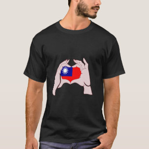 Taiwan-Flagge Handsignal Herz Taiwanesische Flagge T-Shirt