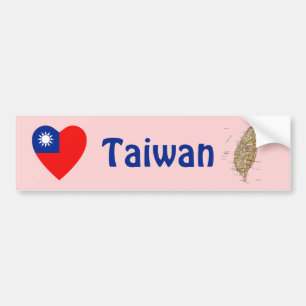 Taiwan-Flagge Herz + Karte Aufkleber Autoaufkleber