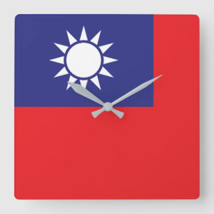 Taiwan-Flagge Quadratische Wanduhr