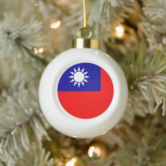 Taiwan-Flagge: Republik China, Chinesisch-Taipeh Keramik Kugel-Ornament (Baum)