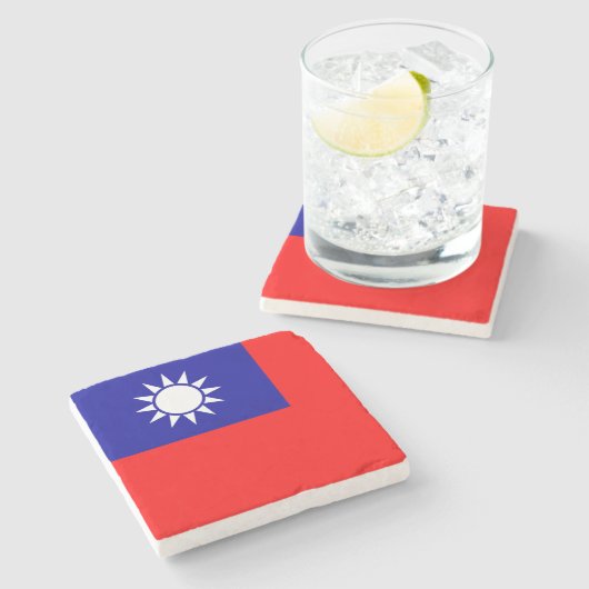 Taiwan-Flagge: Republik China, Chinesisch-Taipeh Steinuntersetzer (Seitenansicht)
