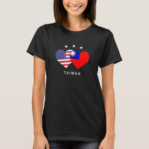 Taiwan-Flagge USA-Flagge Liebe Herz T-Shirt