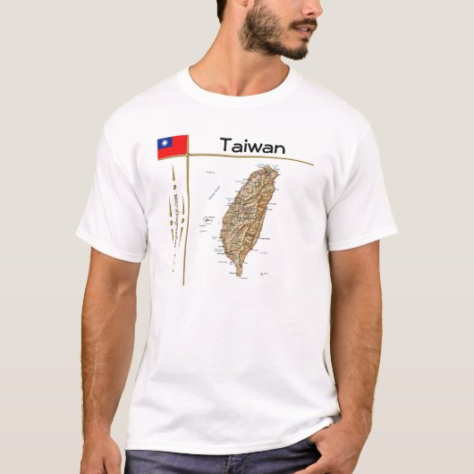 Taiwan Karte + Flagge + T - Shirt (Vorderseite)