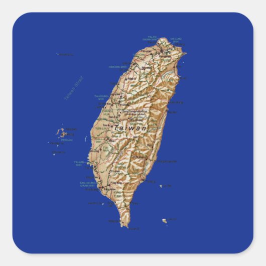 Taiwan-Karten-Aufkleber Quadratischer Aufkleber (Vorderseite)