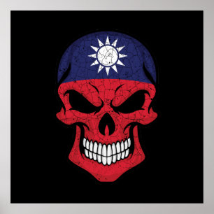 Taiwan lächelt Schädelflagge Poster