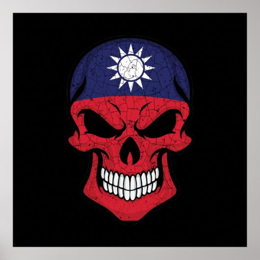 Taiwan lächelt Schädelflagge Poster (Vorne)