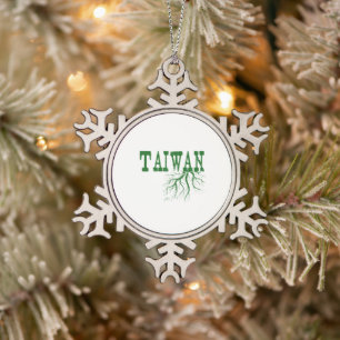 Taiwan Rooted Green Tree Roots Word Art Schneeflocken Zinn-Ornament