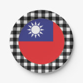 Taiwan Tafel, Büffel kariert & taiwanische Flagge Pappteller (Vorderseite)