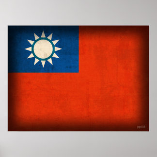 Taiwan Taipei Flag gestresstes Poster Print