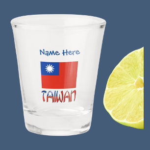 Taiwan taiwanesische Flagge Blau Personalisierung Schnapsglas
