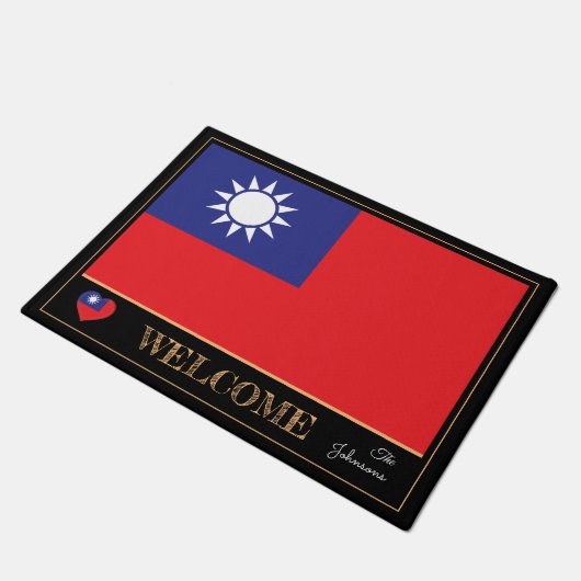 Taiwan & Taiwanesische Flagge Haus Matten/Sport Wi Fußmatte (Schrägansicht)