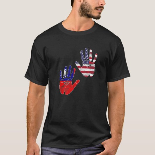 Taiwan taiwanesische Flagge Proud America Hands DN T-Shirt (Vorderseite)