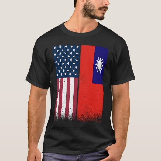 Taiwan Taiwanische amerikanische Flaggen Proud USA T-Shirt (Vorderseite)