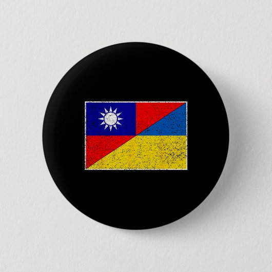 Taiwan Ukraine Flag Taiwanese Ukrainian Support 1 Button (Vorderseite)