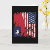 Taiwan USA Flag Karte (Gelbe Blume)
