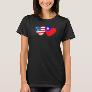 Taiwan USA-Flagge Herz Taiwanesisch-Amerikanische  T-Shirt