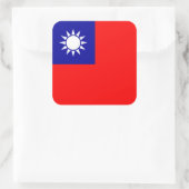 taiwanesische Flagge, Flagge Taiwans Quadratischer Aufkleber (Tasche)