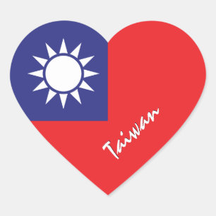 taiwanesische Flagge, Herz, Patriotische taiwanesi Herz-Aufkleber