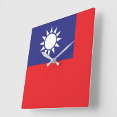 taiwanesische Flagge Quadratische Wanduhr (Winkel)