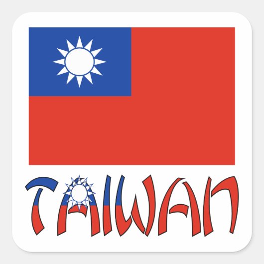 taiwanesische Flagge und Taiwan Quadratischer Aufkleber (Vorderseite)