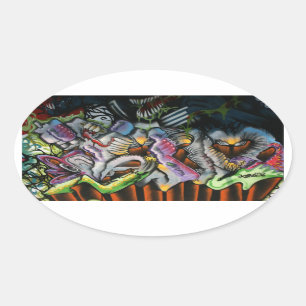 Taiwanesische Graffiti, Taipei, Taiwan Ovaler Aufkleber