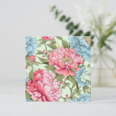 taiwanesische Peonies Einladung (Stehend Vorderseite)