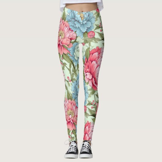 taiwanesische Peonies Leggings (Vorderseite)