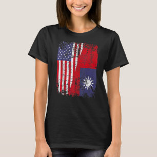 Taiwanesische Roots Halb-Amerikanische Flagge USA T-Shirt