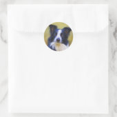 Taj - Border Collie Art Runder Aufkleber (Tasche)
