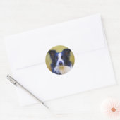 Taj - Border Collie Art Runder Aufkleber (Umschlag)