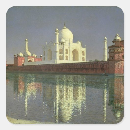 Taj Mahal, 1874-76 Quadratischer Aufkleber (Vorderseite)