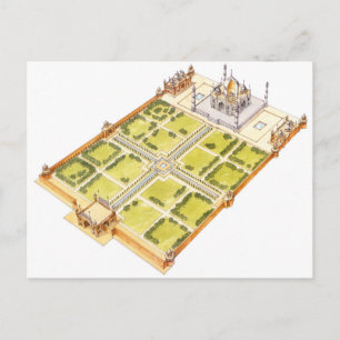 Taj Mahal. Adra India. Grab und Gärten Postkarte