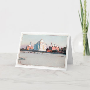 Taj Mahal, Agra, Hiroshi Yoshida, Woodcut Karte