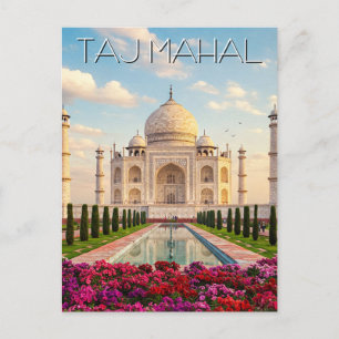 Taj Mahal Agra India Blume Postkarte