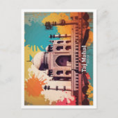 Taj Mahal Agra India Pop Art Travel Illustration Postkarte (Vorderseite)