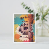 Taj Mahal Agra India Pop Art Travel Illustration Postkarte (Stehend Vorderseite)