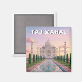 Taj Mahal Agra India Travel Souvenir Magnet (Vorderseite/Rückseite)