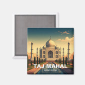 Taj Mahal Agra India Travel Souvenir Magnet (Vorderseite/Rückseite)