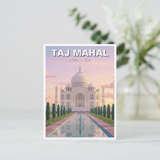 Taj Mahal Agra India Travel Souvenir Postkarte (Stehend Vorderseite)