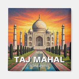 Taj Mahal Agra India Travel Sunset Magnet