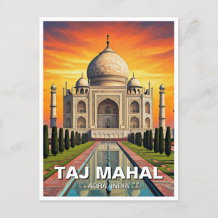 Taj Mahal Agra India Travel Sunset Postkarte