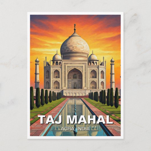 Taj Mahal Agra India Travel Sunset Postkarte (Vorderseite)
