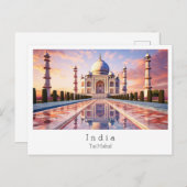 Taj Mahal Agra, Indien Postkarte (Vorne/Hinten)