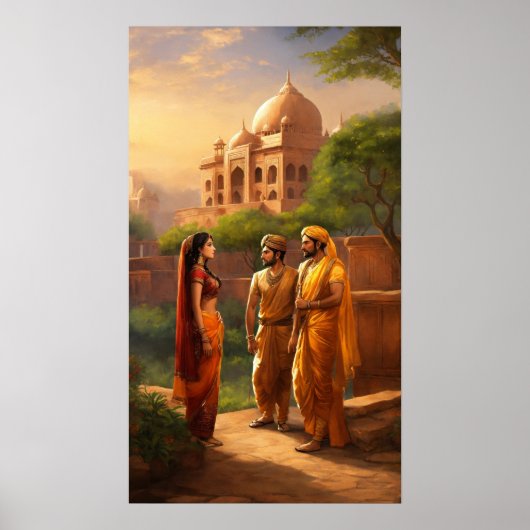 Taj Mahal Ancient Indian Painting Poster (Vorne)