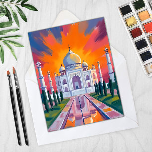 Taj Mahal Aquarell Sonnenuntergang Indien Reise Ka