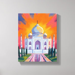 Taj Mahal Aquarell Sonnenuntergang Indien Reise Leinwanddruck