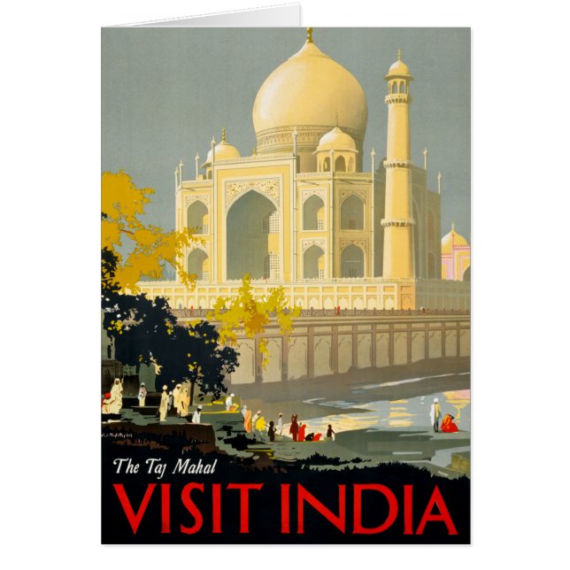 Taj Mahal Besuch India Vintage Travel Poster Resto (Vorne)