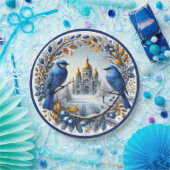 Taj Mahal Bluebirds Winter Berries Pappteller (Party)
