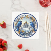 Taj Mahal Bluebirds Winter Berries Serviette (Beispiel)
